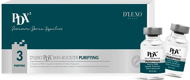 D'LEXO PDX³ Skin Booster Purifying — balení a 2 ampule